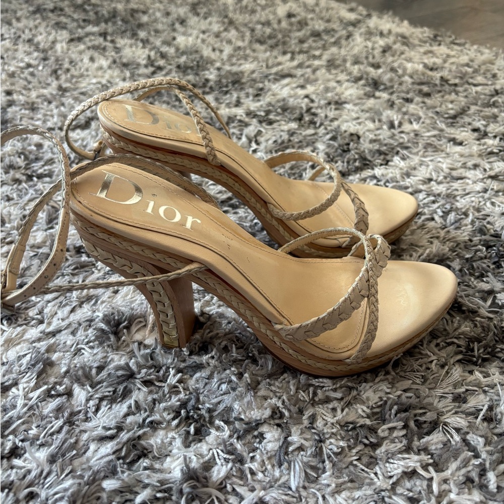 Vintage Dior Women's Tan Strappy Heels sz 39!